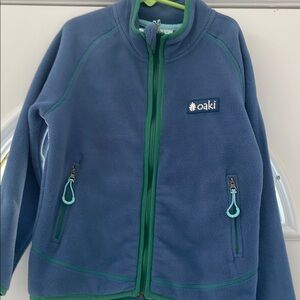 OAK Blue and Green Puffer Jacket with Stand-Up Collar